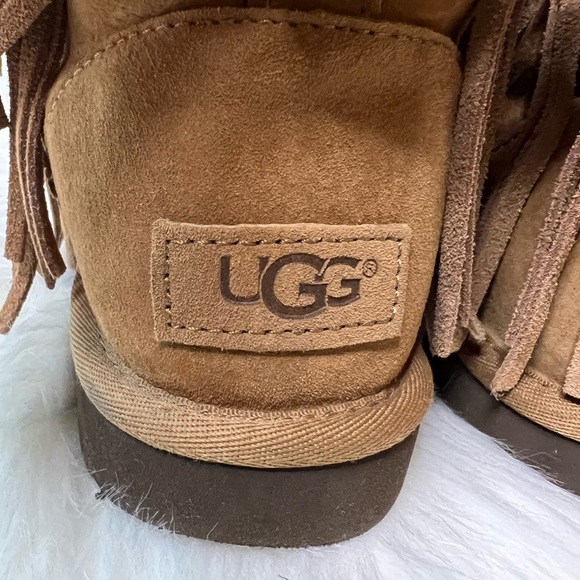 UGG Wynona Chestnut with Brown Lining Fringe Detail Ankle Boots - Picture 13 of 13
